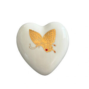 Vintage Takahashi Butterflies Heart Shaped Trinket Box